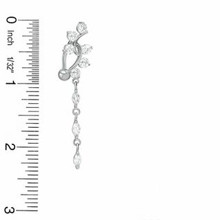 Solid Stainless Steel CZ Dangle Belly Button Ring - 14G