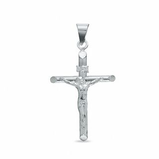 Tube Crucifix Charm in 10K White Gold