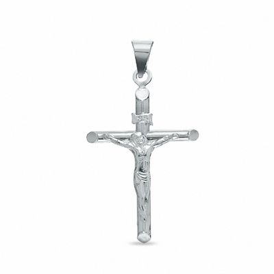 Tube Crucifix Charm in 10K White Gold