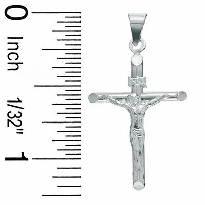 Tube Crucifix Charm in 10K White Gold