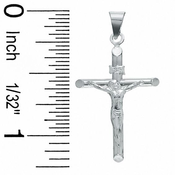 Tube Crucifix Charm in 10K White Gold