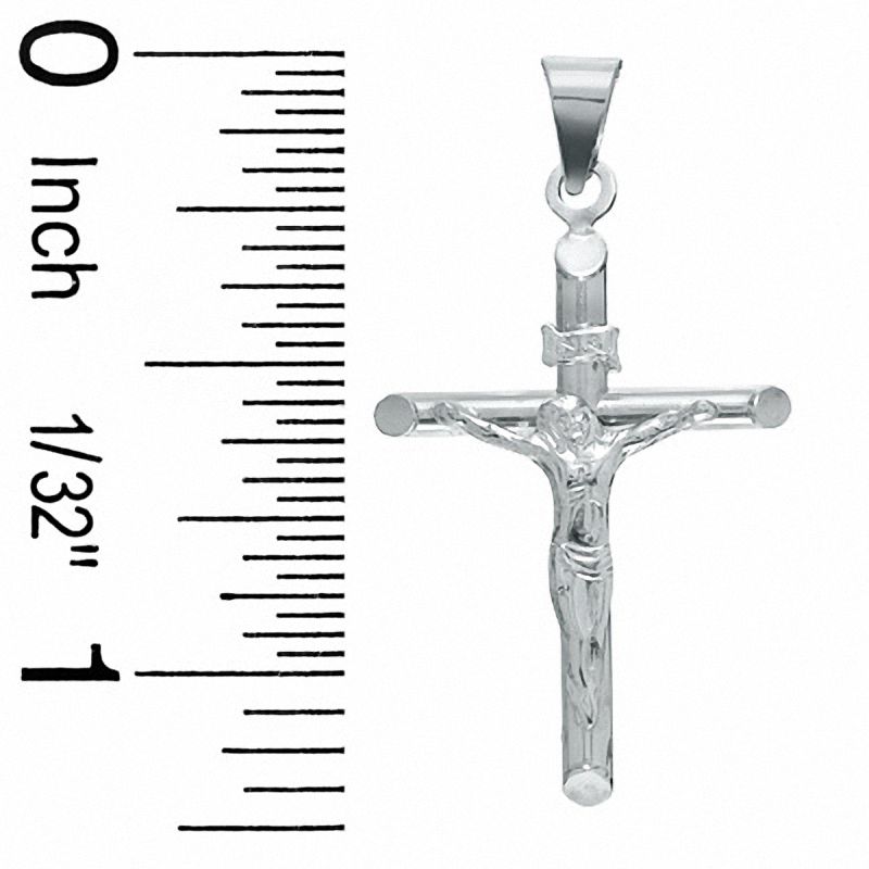 Tube Crucifix Charm in 10K White Gold
