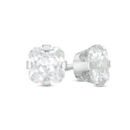 5mm Princess-Cut Cubic Zirconia Solitaire Stud Piercing Earrings in 14K Solid White Gold