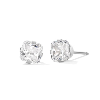 5mm Princess-Cut Cubic Zirconia Solitaire Stud Piercing Earrings in 14K Solid Gold
