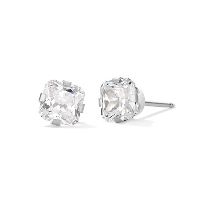 5mm Princess-Cut Cubic Zirconia Solitaire Stud Piercing Earrings in 14K Solid Gold