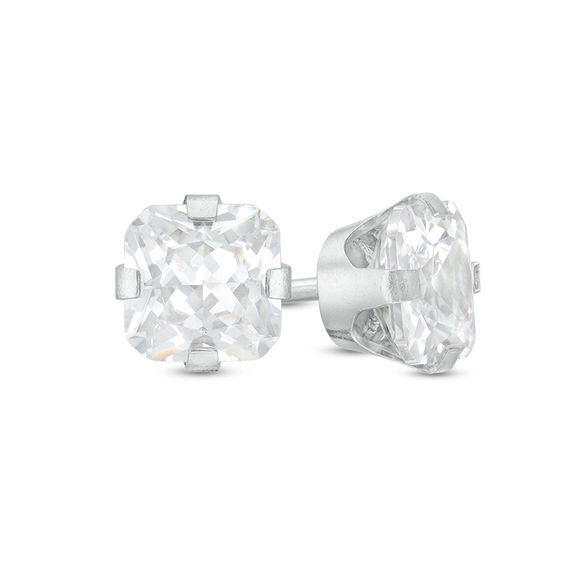 5mm Princess-Cut Cubic Zirconia Solitaire Stud Piercing Earrings in 14K Solid Gold