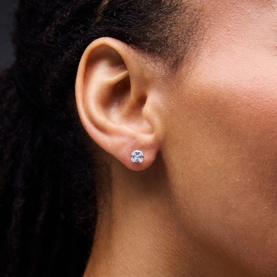 5mm Princess-Cut Cubic Zirconia Solitaire Stud Piercing Earrings in 14K Solid Gold