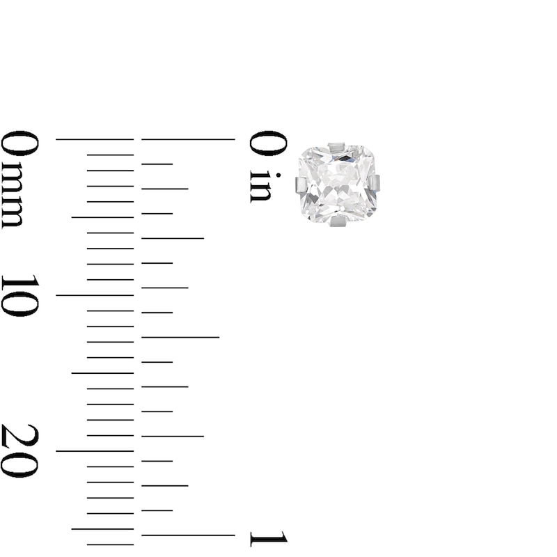 Main Image 3 of 5mm Princess-Cut Cubic Zirconia Solitaire Stud Piercing Earrings in 14K Solid White Gold