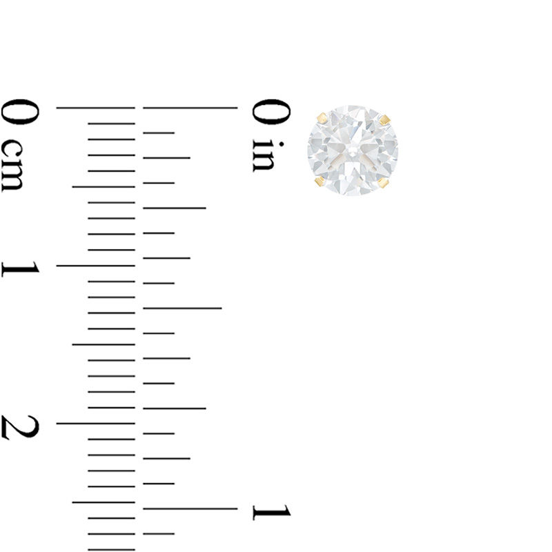 Main Image 2 of 7mm Cubic Zirconia Solitaire Stud Piercing Earrings in 14K Solid Gold