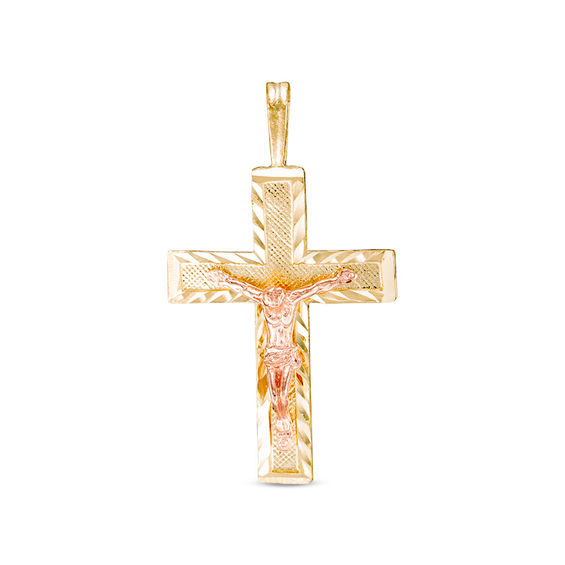 Crucifix Charm in 14K Two-Tone Gold