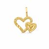 10K Gold Diamond-Cut Double Hearts Charm