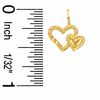 10K Gold Diamond-Cut Double Hearts Charm