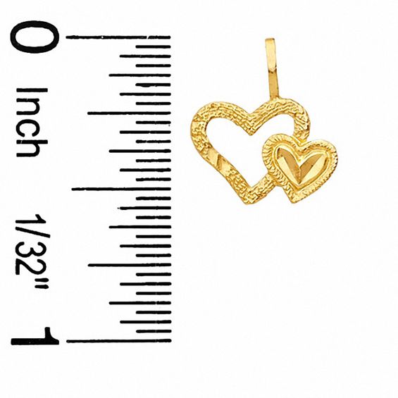 10K Gold Diamond-Cut Double Hearts Charm