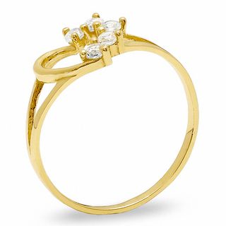 Child's Cubic Zirconia Open Heart Ring in 10K Gold
