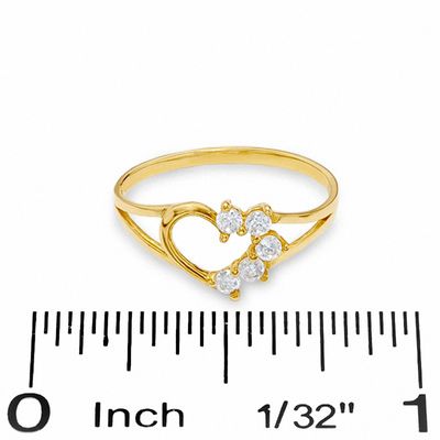 Child's Cubic Zirconia Open Heart Ring in 10K Gold