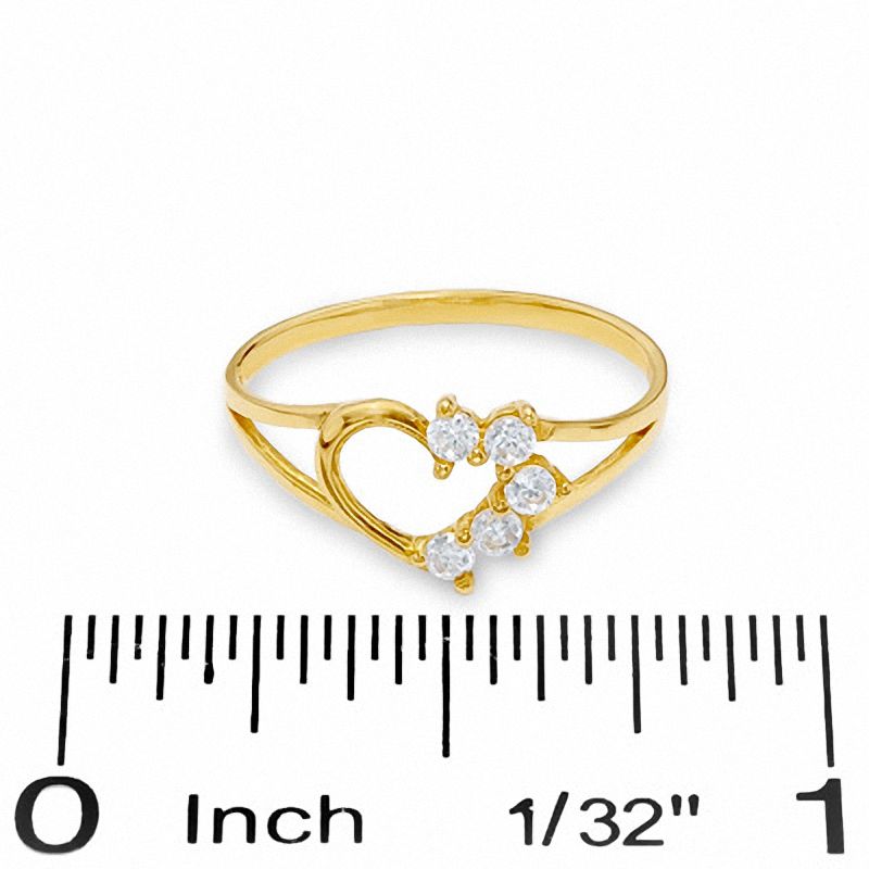 Child's Cubic Zirconia Open Heart Ring in 10K Gold