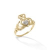 Thumbnail Image 1 of Cubic Zirconia Accent Claddagh Ring in 10K Gold - Size 7