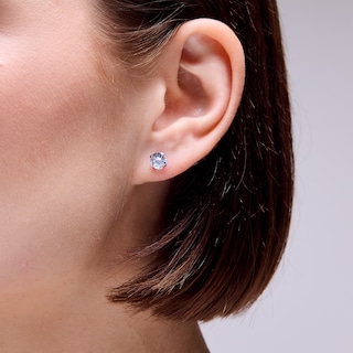 6mm Cubic Zirconia Solitaire Stud Piercing Earrings in Solid Stainless Steel