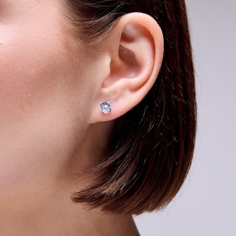 Main Image 2 of 6mm Cubic Zirconia Solitaire Stud Piercing Earrings in Solid Stainless Steel
