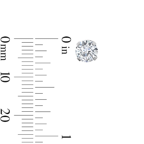6mm Cubic Zirconia Solitaire Stud Piercing Earrings in Solid Stainless Steel