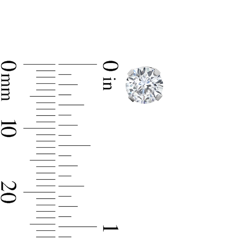 Main Image 3 of 6mm Cubic Zirconia Solitaire Stud Piercing Earrings in Solid Stainless Steel