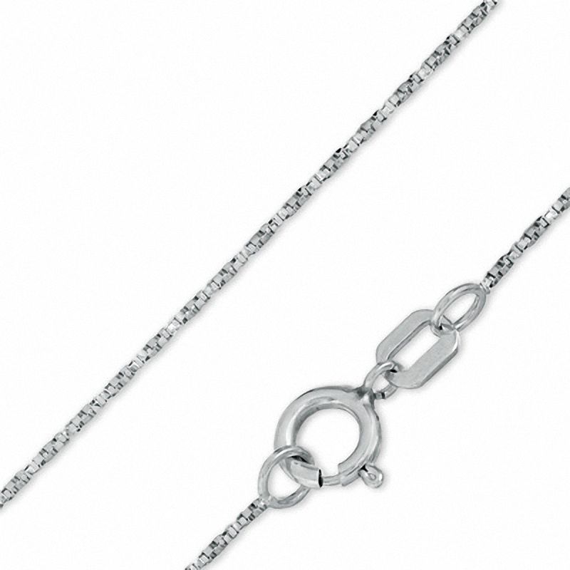 10K White Gold 040 Gauge Twisted Box Chain Necklace - 18"