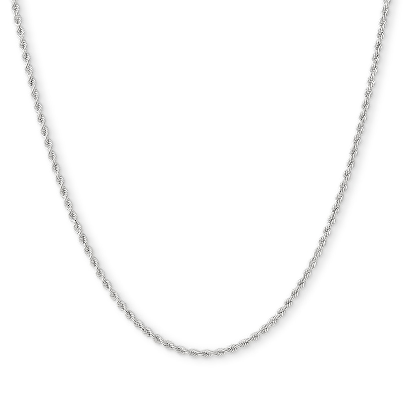 012 Gauge Rope Chain Necklace in 10K Hollow White Gold - 18"