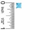 5.0mm Princess-Cut Aqua Cubic Zirconia Stud Earrings in Sterling Silver