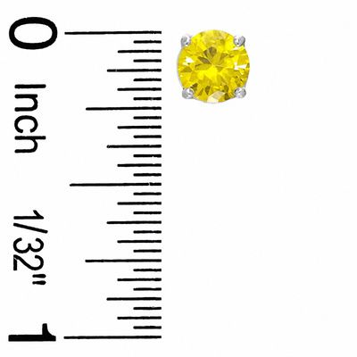 6mm Golden Cubic Zirconia Stud Earrings in Sterling Silver