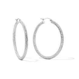40mm Diamond-Cut Hoop Earrings in Sterling Silver
