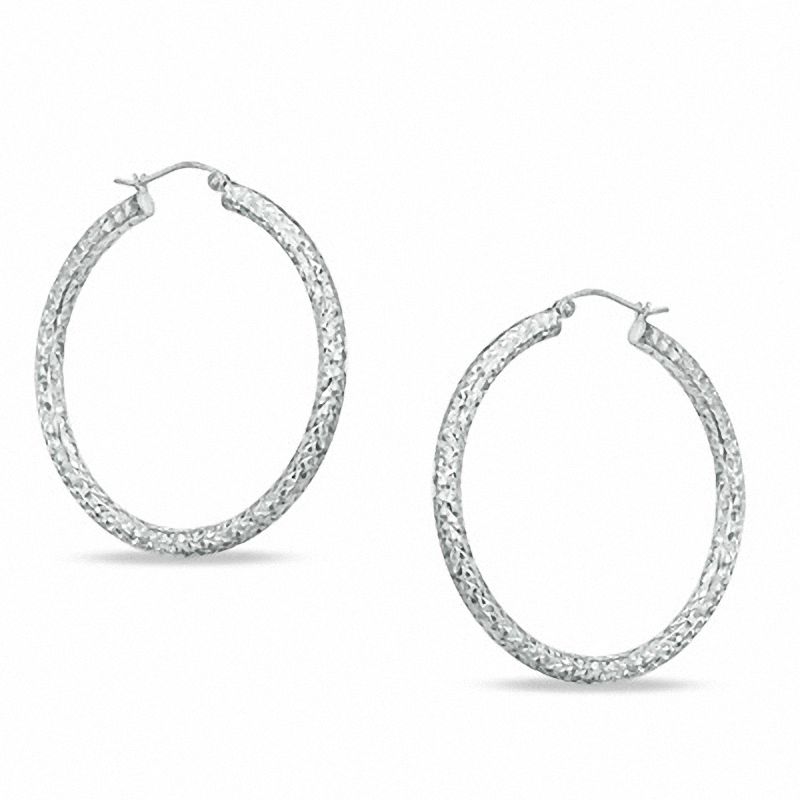 40mm Diamond-Cut Hoop Earrings in Sterling Silver