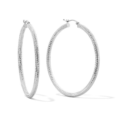 50mm Diamond-Cut Hoop Earrings in Sterling Silver