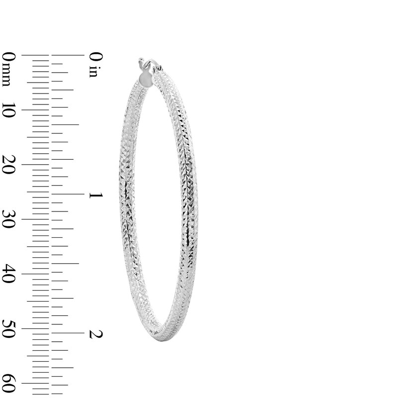 Main Image 3 of 50mm Diamond-Cut Hoop Earrings in Sterling Silver