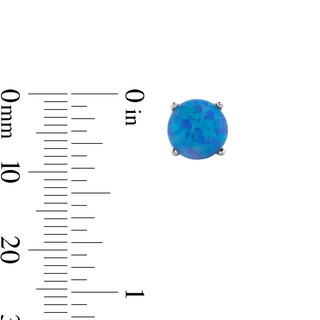 5mm Synthetic Blue Opalesque Stud Earrings in Sterling Silver