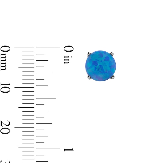 5mm Synthetic Blue Opalesque Stud Earrings in Sterling Silver