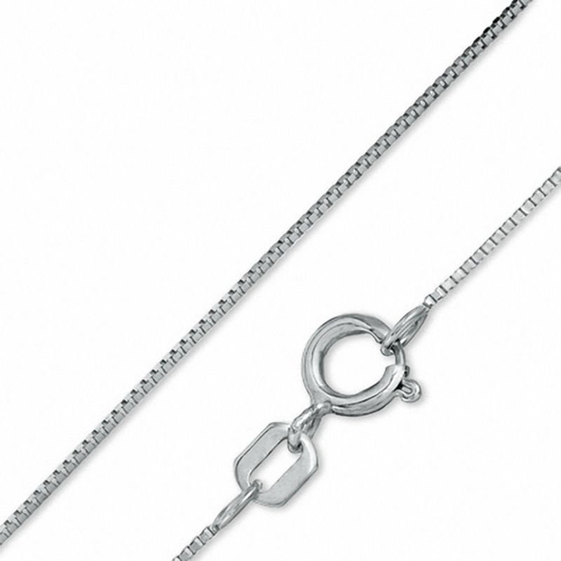 Main Image 1 of Child's 0.55mm Solid Box Chain Necklace in 10K White Gold - 13&quot;
