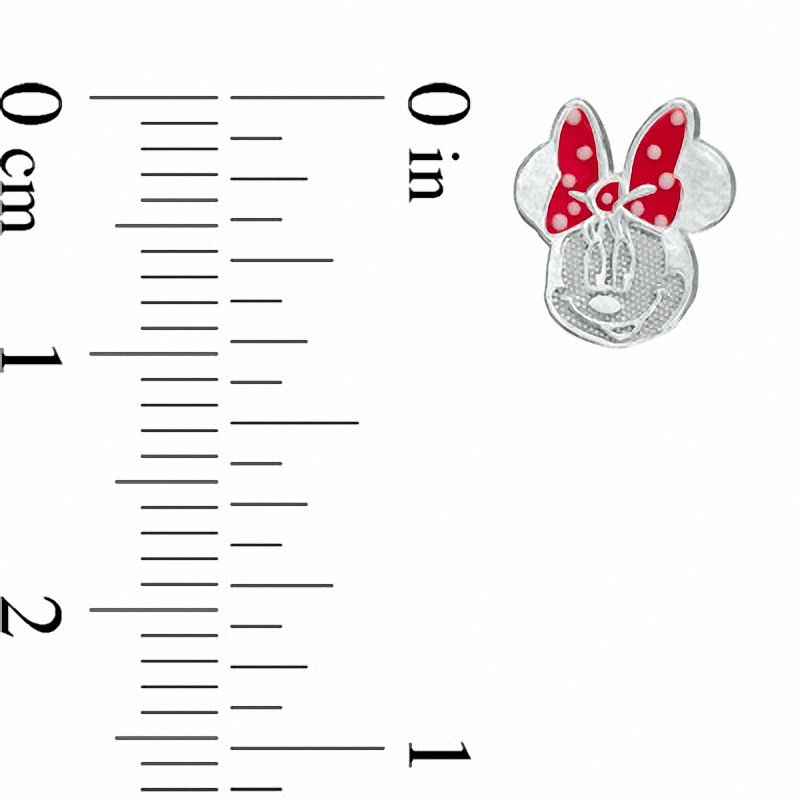 Child's ©Disney Minnie Mouse with Red Enamel Bow Stud Earrings in Sterling Silver