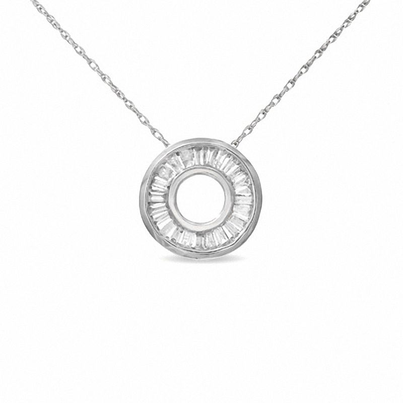 1/4 CT. T.W. Baguette Diamond Circle Pendant in 14K White Gold