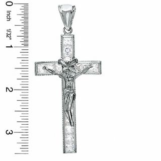 Cubic Zirconia Crucifix Charm in Sterling Silver