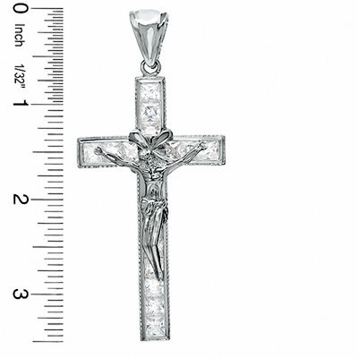 Cubic Zirconia Crucifix Charm in Sterling Silver