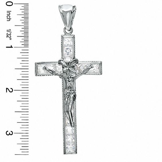 Cubic Zirconia Crucifix Charm in Sterling Silver