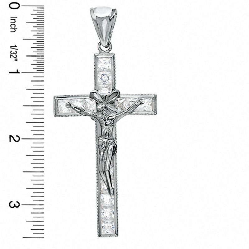 Main Image 2 of Cubic Zirconia Crucifix Charm in Sterling Silver