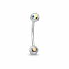 018 Gauge Curved Barbell with Crystals in Stainless Steel