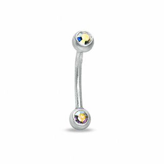 018 Gauge Curved Barbell with Crystals in Stainless Steel