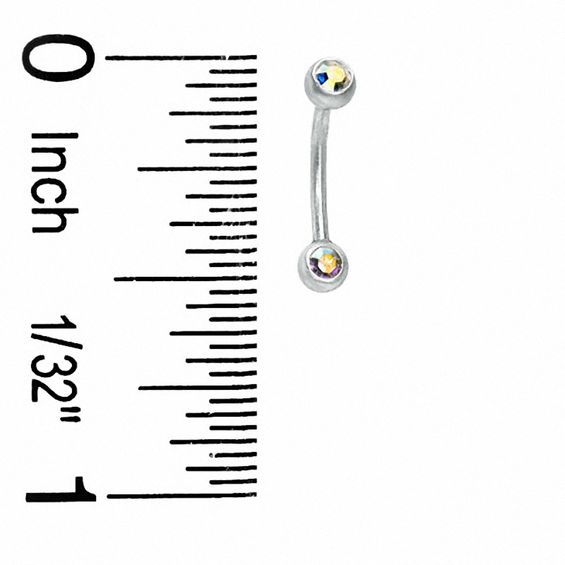 018 Gauge Curved Barbell with Crystals in Stainless Steel