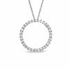 Thumbnail Image 1 of Cubic Zirconia Circle Pendant in 10K White Gold