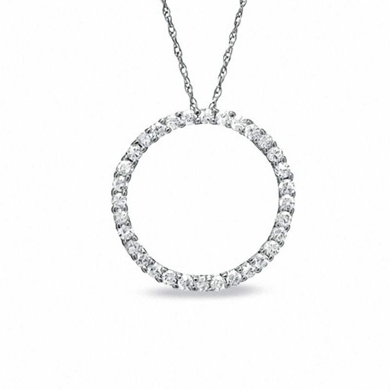 Main Image 1 of Cubic Zirconia Circle Pendant in 10K White Gold