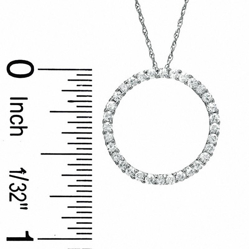 Main Image 2 of Cubic Zirconia Circle Pendant in 10K White Gold