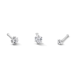 Semi-Solid Stainless Steel Multi-Shape CZ Nose Stud Set - 20G