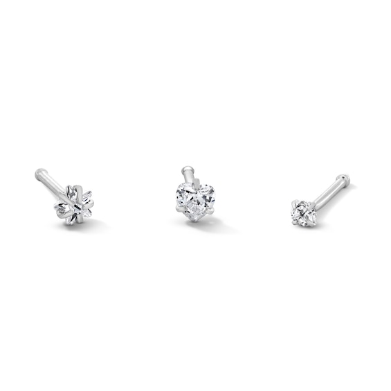 Solid Stainless Steel CZ Nose Stud Set - 20G